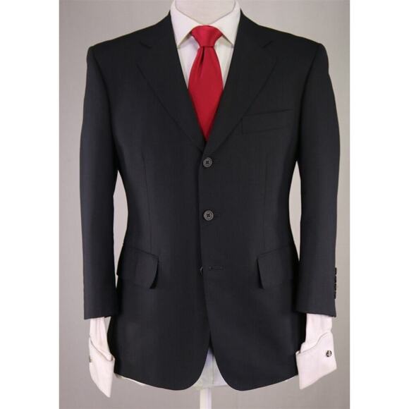 J. Press Custom Made Black Tonstripe 3-Btn Wool Suit 34S - Picture 2 of 10